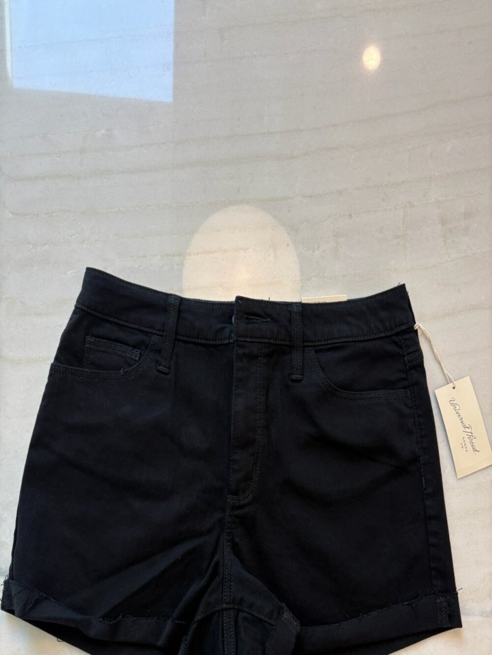 Universal Thread, Black  High-Rise Midi Denim Shorts, Size 10, NWT